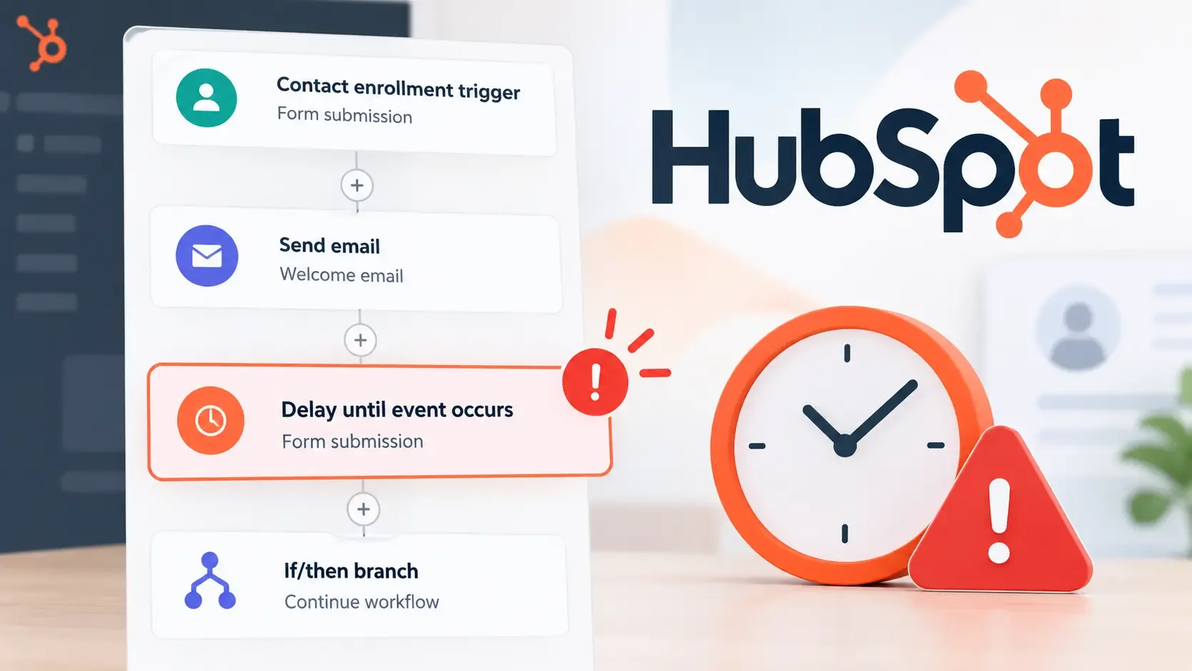HubSpot workflow contact stuck in Delay until event occurs step