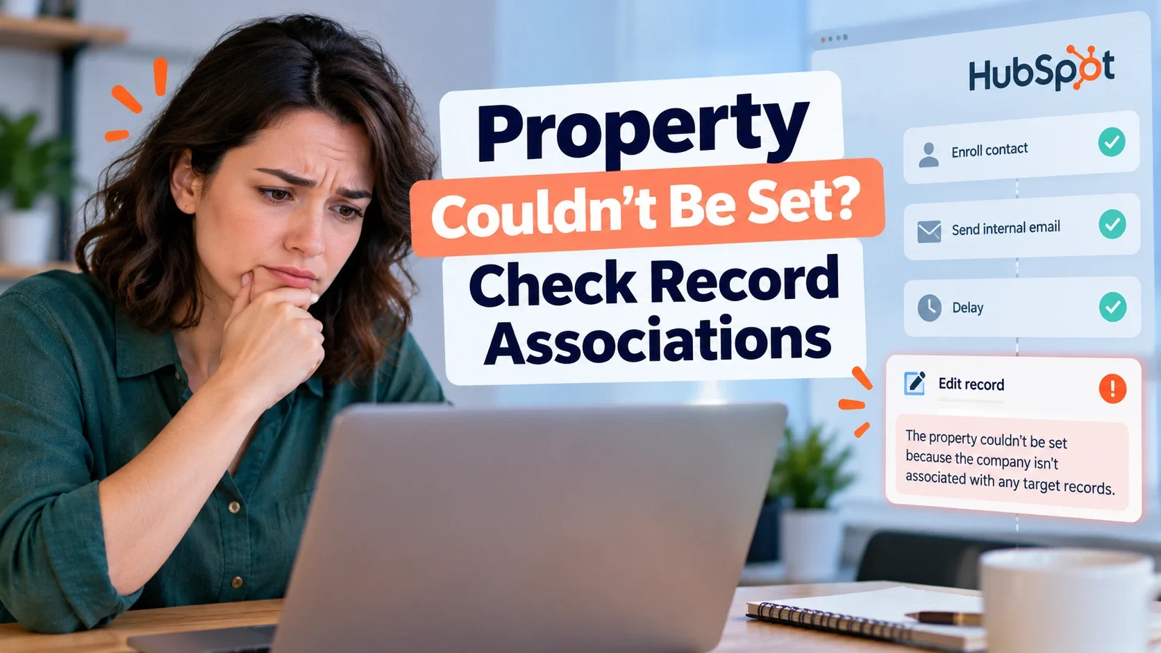 HubSpot workflow property couldn't be set error caused by missing record associations