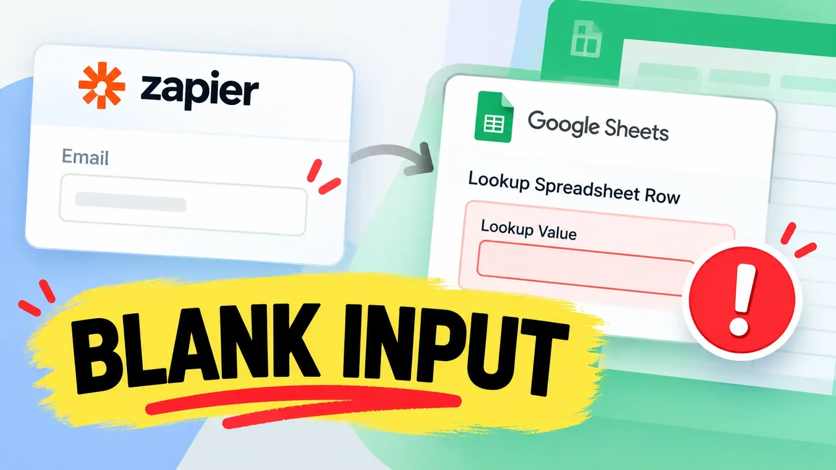 Zapier Google Sheets Lookup Spreadsheet Row showing a missing Lookup Value caused by blank input from a previous step.
