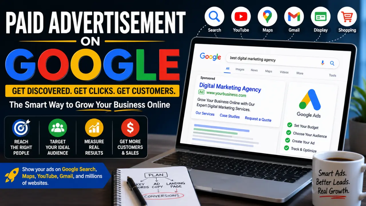 Learn how paid advertisement on Google works for small businesses, where ads appear, what affects cost, and how to spend with a clearer ad strategy.